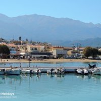Kalives Harbour and mountains.